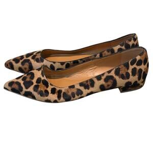 J. Crew Leopard Print Marina Calf Hair Trendy Ballet Pointed Toe Flats Size 7.5